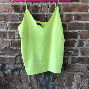 Neon yellow green tank with scalloped edge
